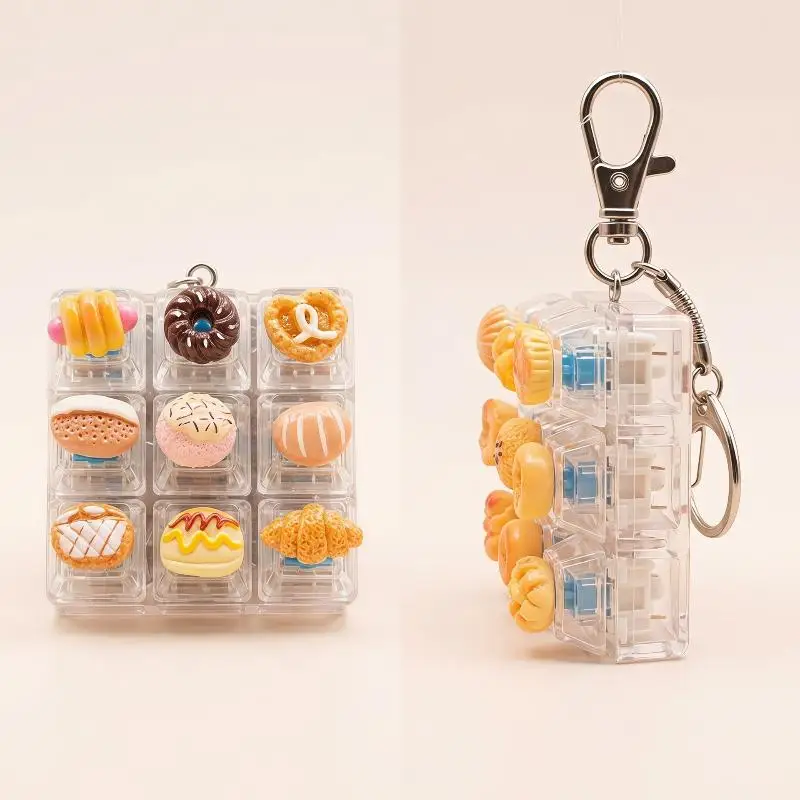 9-Tasten Mini-Mechanische Tastatur-Schlüsselanhänger Ohne Licht, Klicker, Stressabbau, Niedlicher Taschen-Fidget, Angstlinderungs-Anhänger, Geschenk – Detail 1