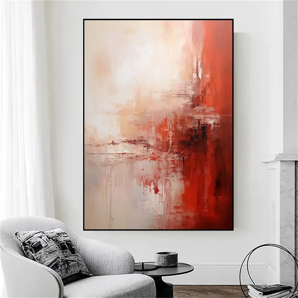 

Texture Red Series Pure Hand-Painted Abstract Oil Painting room Wall High-End Hanging Painting Light Luxury Home Decoration