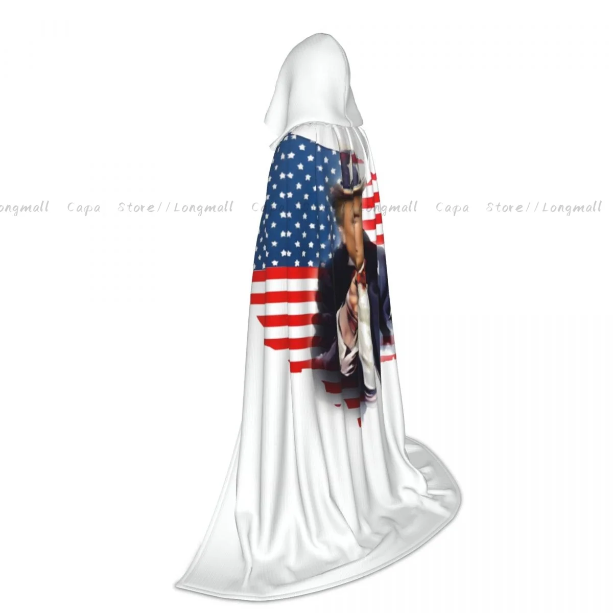 Halloween Costume Robe Hooded Cloak American Flag Trump Teenagers Witchcraft Medieval Cape