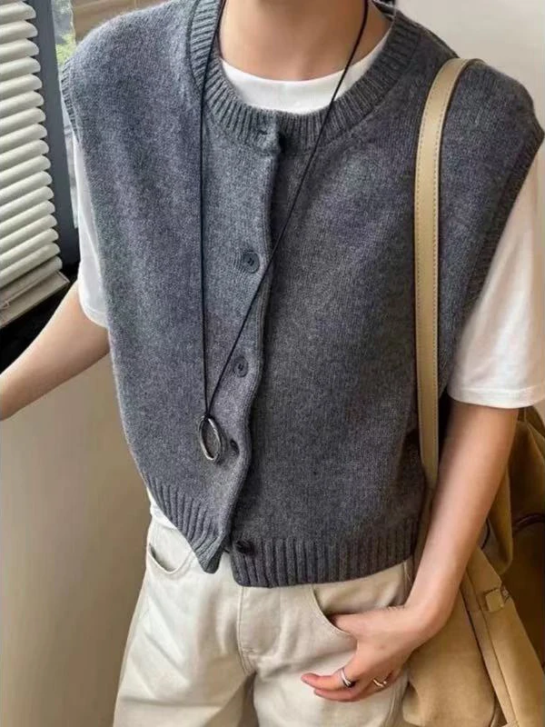 

Thiened 00 Pure Wool Knitted Cardigan Women's round Ne Svel Top Autumn Winter New Sle Commute Sle Color