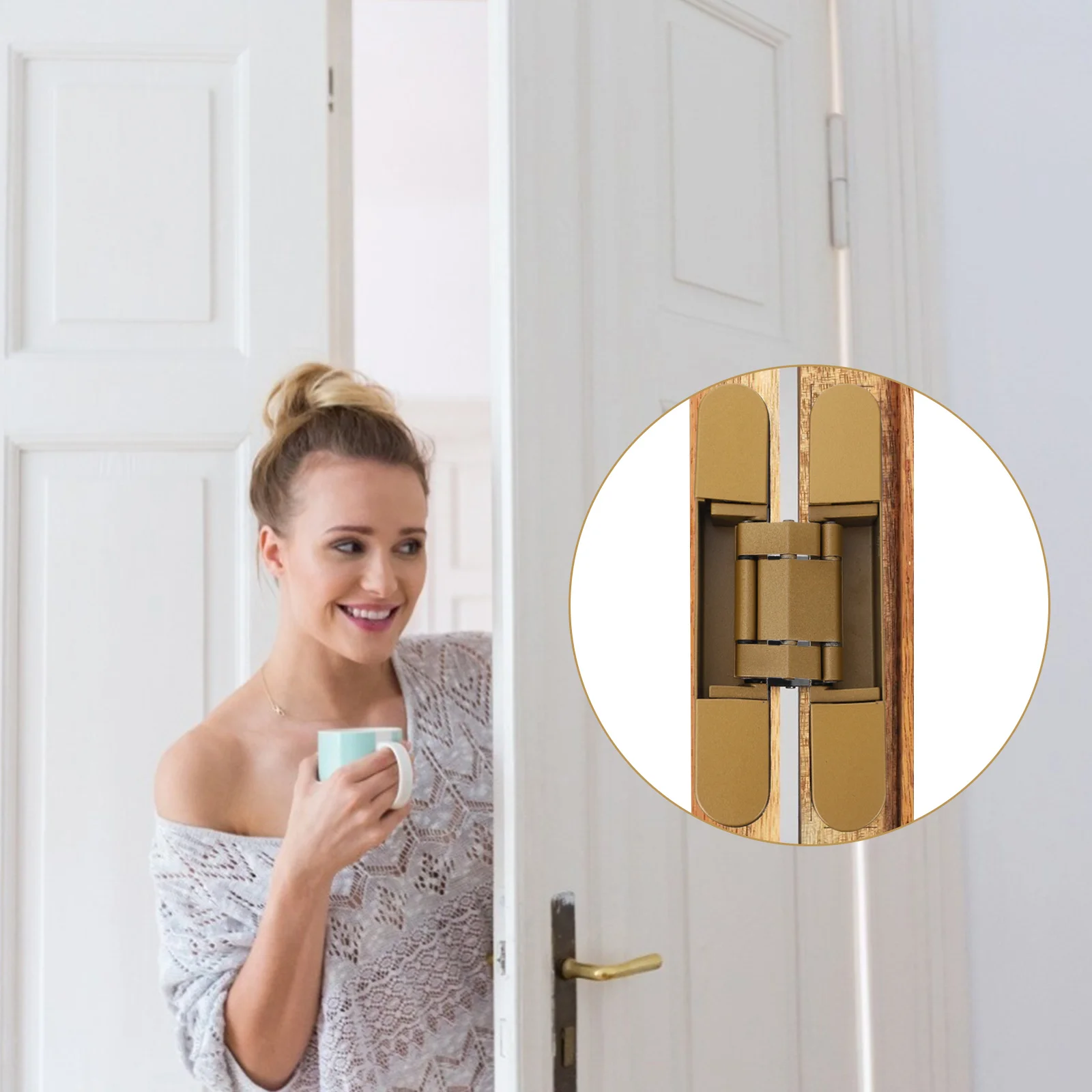 

Invisible Concealed 180 Degree Swing Adjustable Door Hinge Heavy Duty 40Kg Load Wooden Metal Home Door Accessories 3D