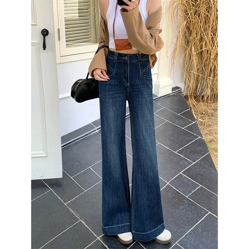 

Retro American Loose Straight-leg Flared Jeans Women New Autumn 2025 Style Slimming Wide-leg Floor-length Pants Women's Clothing