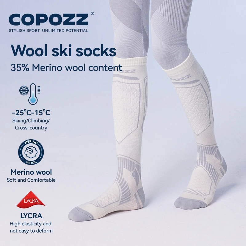 COPOZZ New Winter Ski Socks Men Women Thermal Merino Wool Long Ski Socks Snowboard Cycling Skiing Soccer Socks Thickened Sock