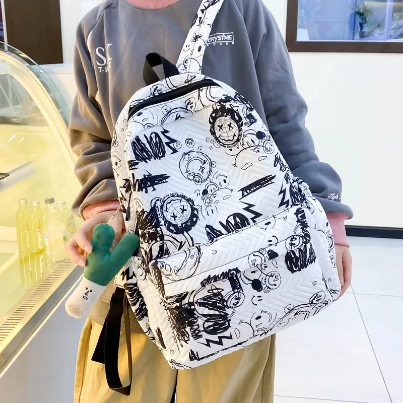 Graffiti Cartoon Cartoon Schult asche Freizeit große Kapazität leichte Studenten Rucksack Jungen Mädchen Schule Mode Tasche neu 2024