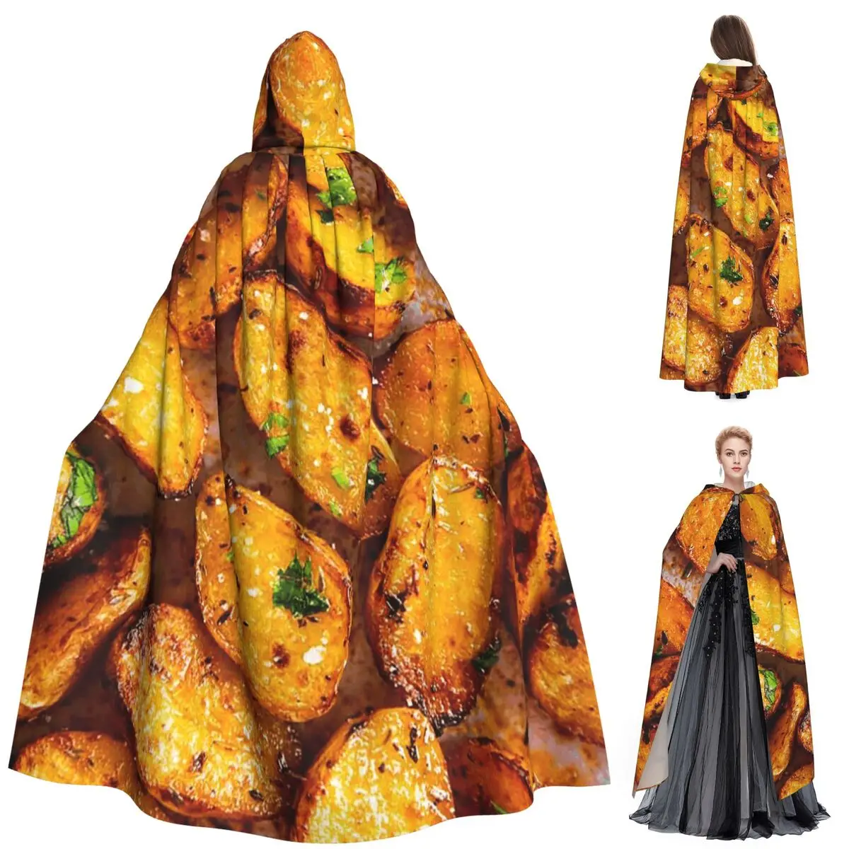 

I Don't Know I'm Just A Potato Potato Lover Gift Long Hooded Cloak Witch Medieval Costume Cosplay Cape HalloweenCoat Adult