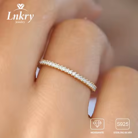 Lnkry Certified Original Anillo Plata 925 Sterling Silver Full Eternity Moissanite Ring For Couples Exquisite Jewelry Gift