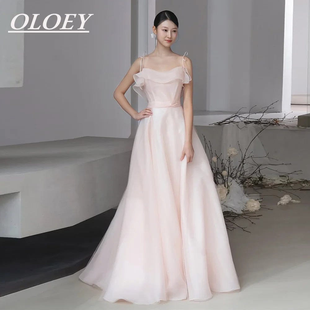 OLOEY Fairy Baby Pink Korea Wedding Photoshoot Prom Party Dress Silk Organza A-Line Evening Gown Customized Floor Length Corset