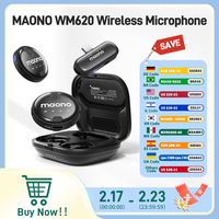 MAONO-Wireless Lavalier Microphone, Lapel Mic, Noise Reduction, Fit for iPhone 15,Android,USB C,TikTok,Streaming,Vlog, WM620 PC2