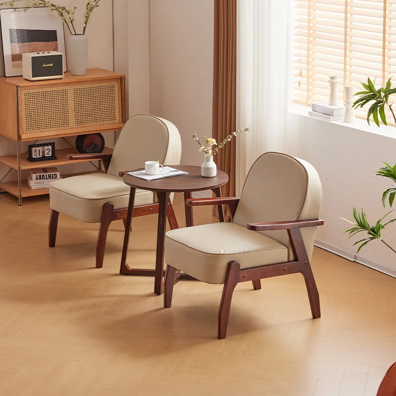 เก้าอี้โซฟาเดี่ยว 2I ทำจากไม้เนื้อแข็ง เก้าอี้พักผ่อนสำหรับระเบียง เก้าอี้เอนนอนสำหรับโรงแรม โฮมสเตย์ ห้องทำงาน ห้องนั่งเล่น อพาร์ทเมนต์ขนาดเล็ก โซฟาขนาดเล็ก