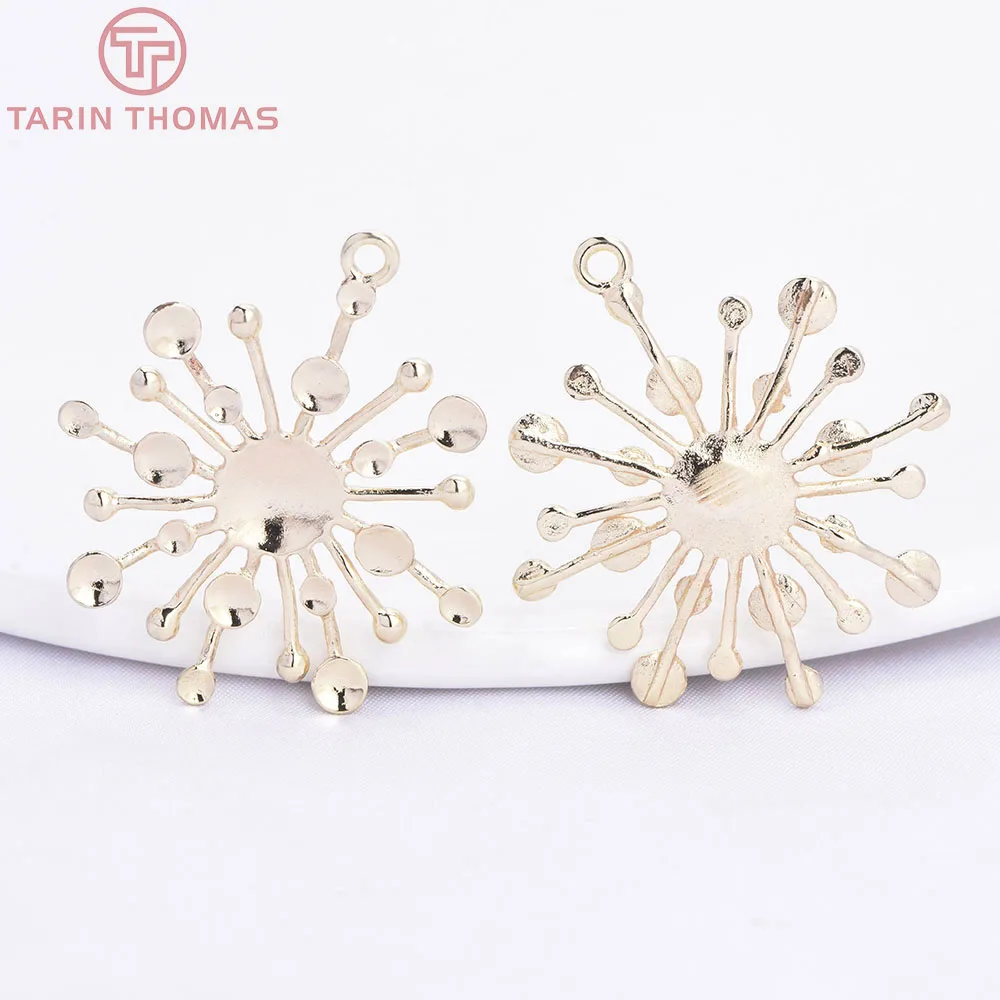 (595) 6PCS 29x33MM 14K Gold Color Brass Round Pot Sun Charms Pendants High Quality Diy Jewelry Making Findings Accessories
