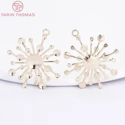(595) 6PCS 29x33MM 14K Gold Color Brass Round Pot Sun Charms Pendants High Quality Diy Jewelry Making Findings Accessories