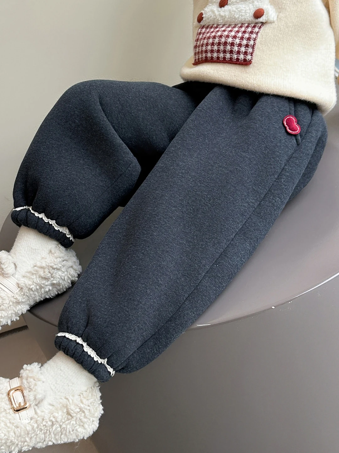 

Повседневные брюки для девочек на флисовой подкладке, зимние теплые брюки, модные длинные брюки с высокой талией для маленьких девочек, свободный крой