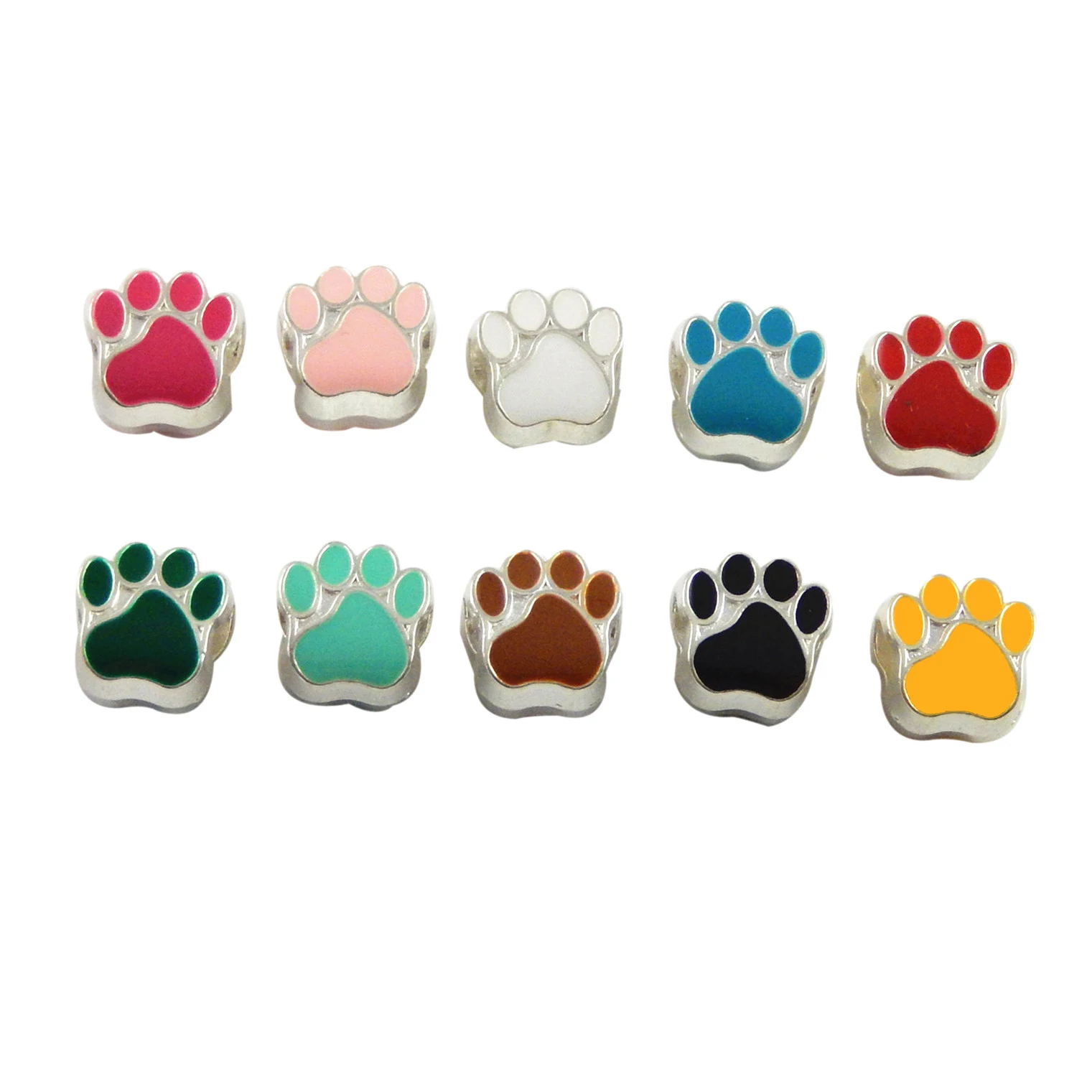 10pcs Big Hole 5mm Bead Animal Paw Prints Beads Bangle Bracelet DIY Jewelry making Beads Wholesale Necklace Accessories Colorful