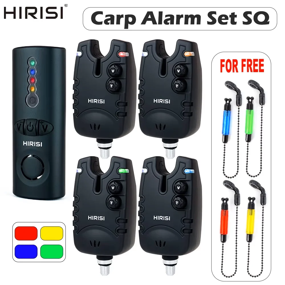 

Hirisi SQ-4 Carp Fishing Alarm Set Waterproof LED Bite Indicator Adjustable Volume/Tone/Sensitivity Fishing Accessories