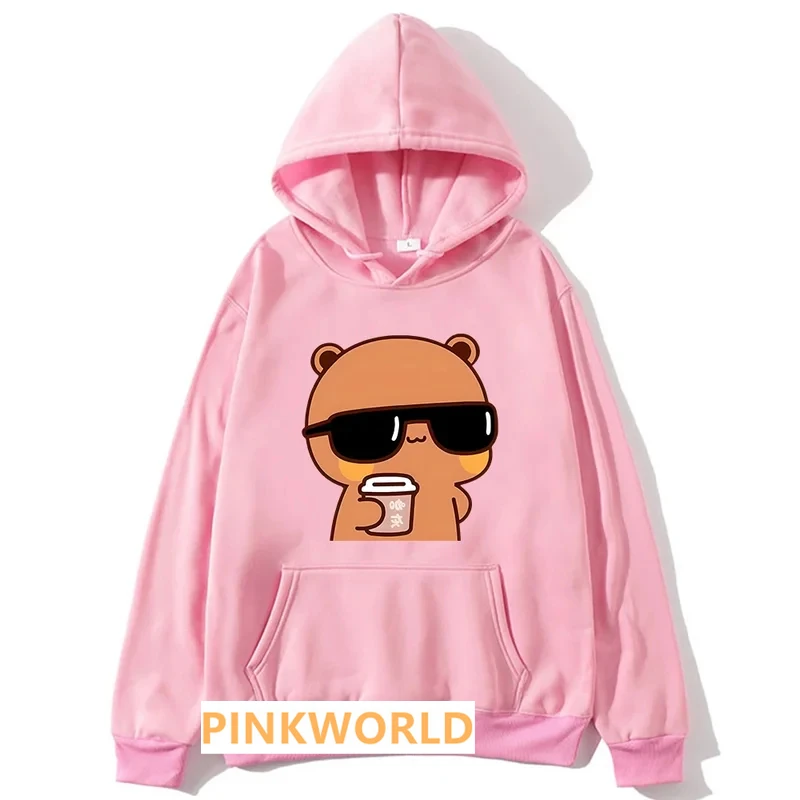 Couple Hoodies Bubu Is Watching Movie With Dudu Autumn Winter Sweatshirt Cartoon Kawaii Pullover Harajuku Men Women Sudaderas