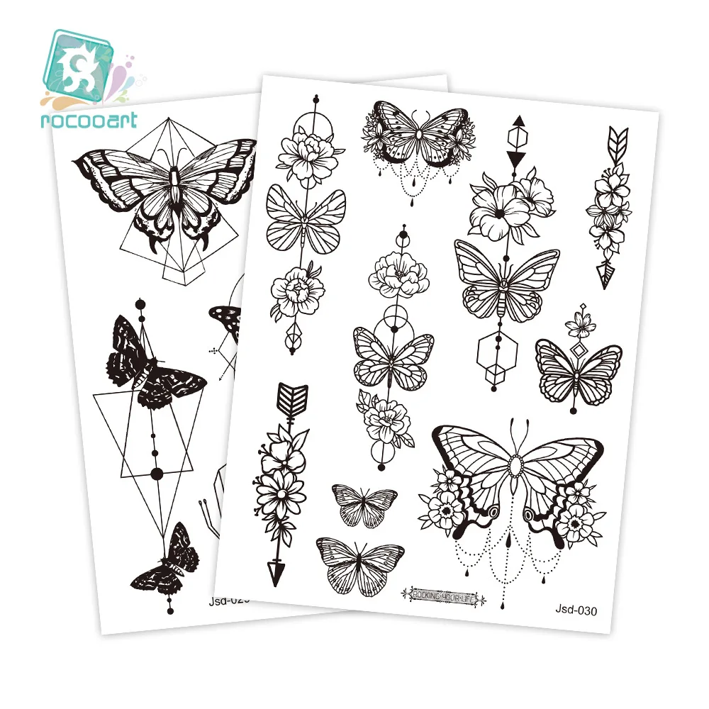 Size:158*120mm New Butterfly Tattoo Plain Flower Sexy Finger Collarbone Dark Waterproof Temporary Tattoo Sticker