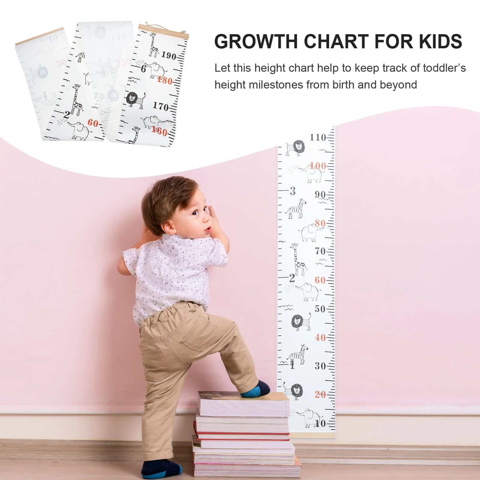 

Baby Growth Chart Height Ruler Hanging Picture Kids Cartoon Removable White Cloth Measuring