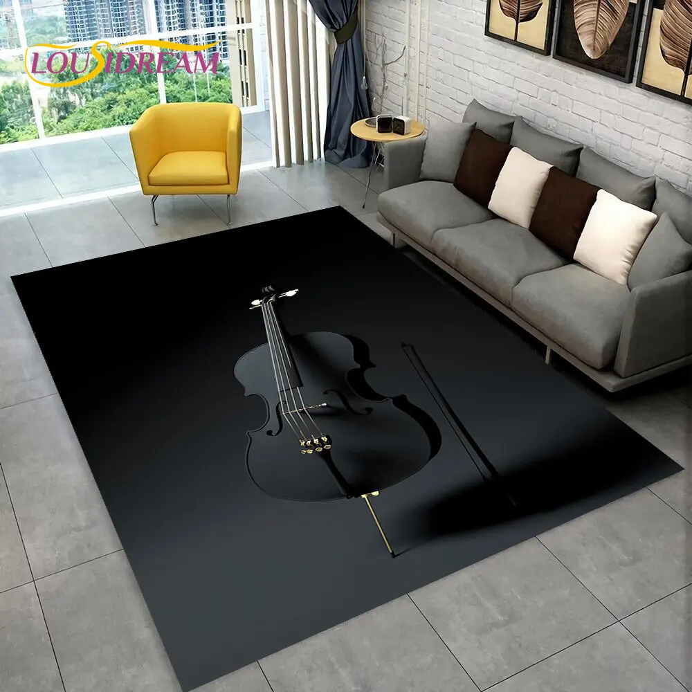 Classical Violin Instrument Music Area Rug,Carpet for Home Living Room Bedroom Sofa Doormat Kitchen Decor,kid Non-slip Floor Mat