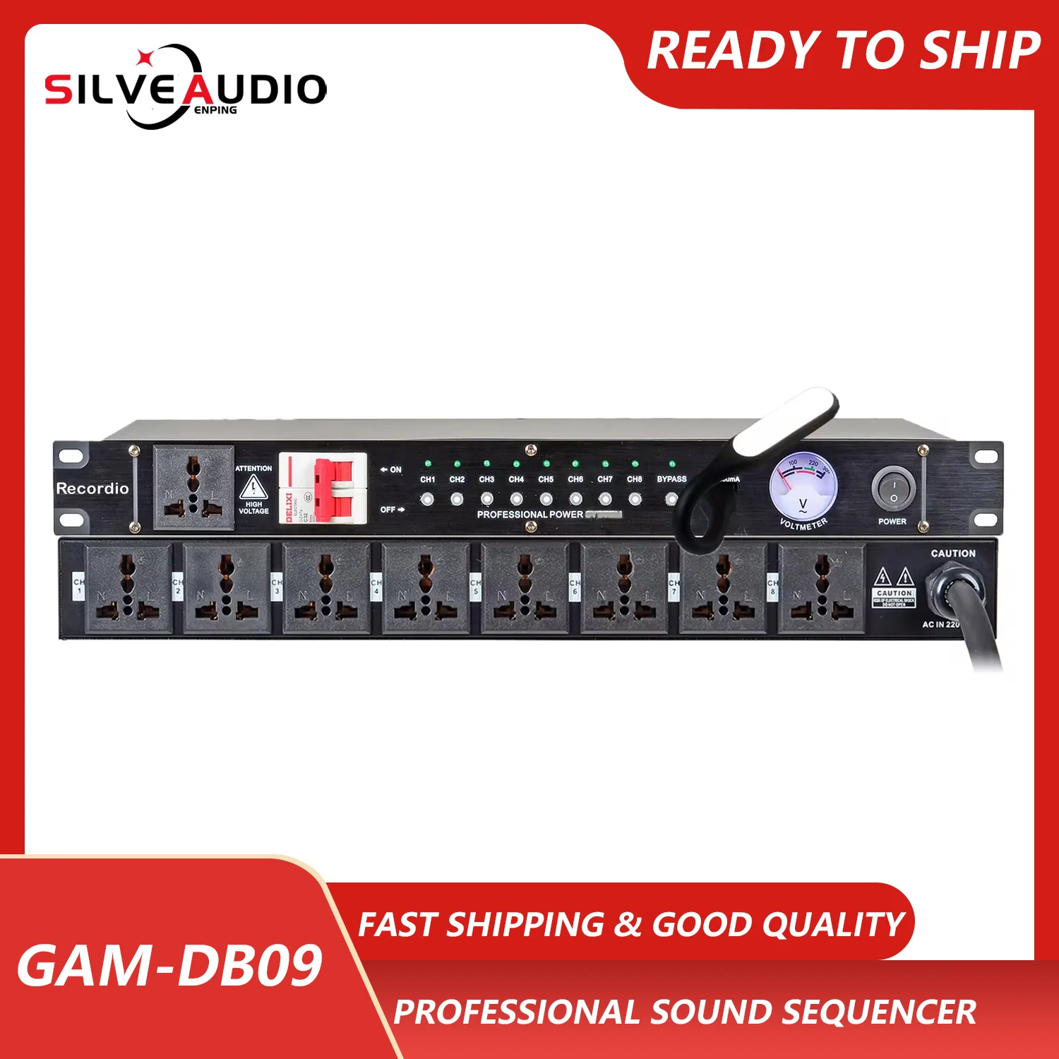 GAM-DB09 8-Way Multi-Channel Professional Stage Sound Intelligent High-Power Home Theater Sound Sequencer