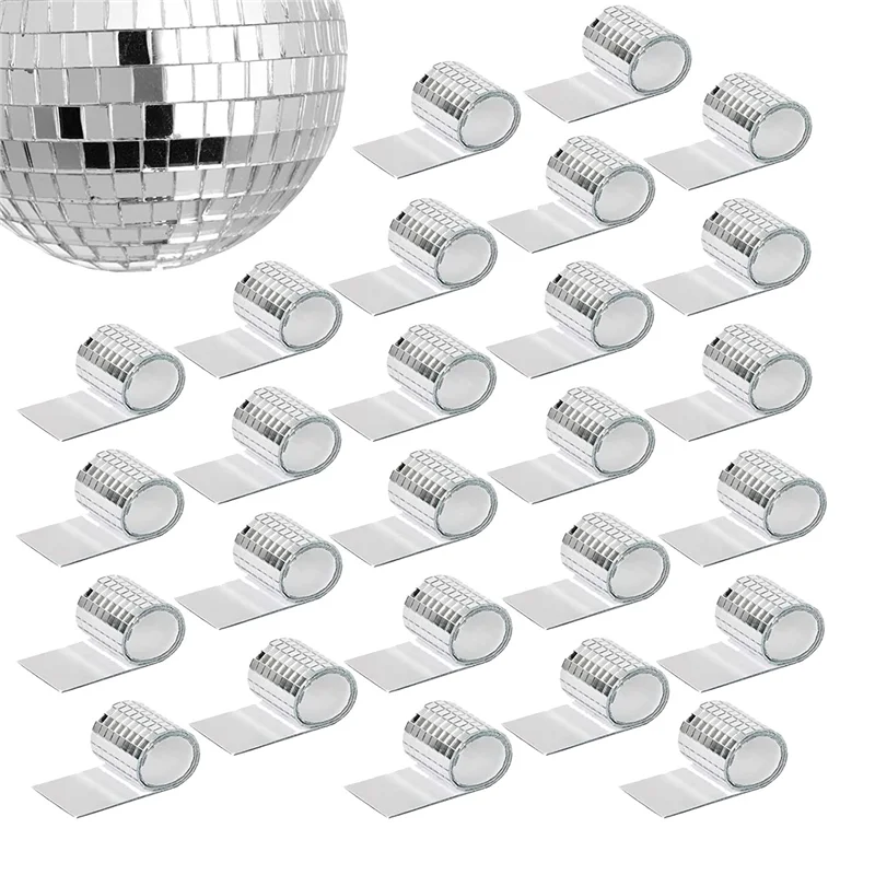 26 PCS Mirror Mosaic Tiles Self Adhesive Disco Ball Tiles Small Square Mirror Mirror Tiles Sticker for DIY Craft SQ