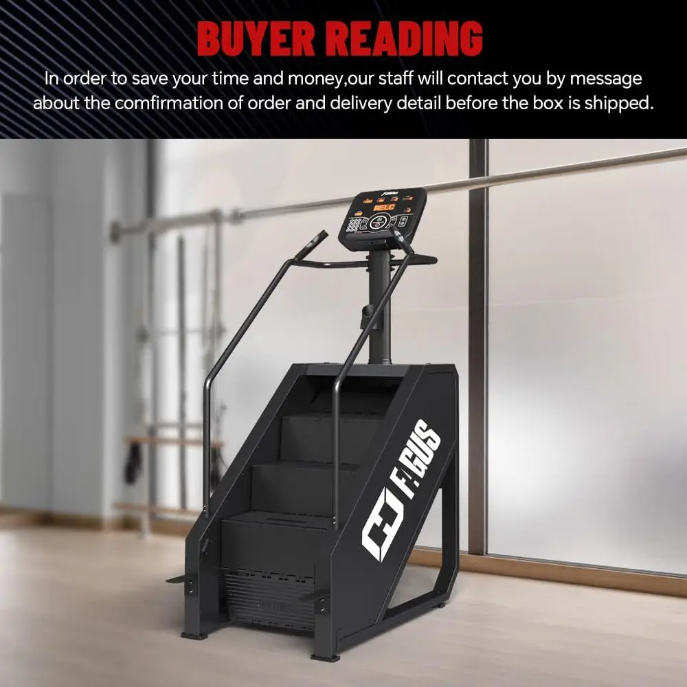 Continuous Stair Stepper with LED Screen, Commercial Grade Stair Climber Exercise Machine with 15 Resistance Levels, , 15-165