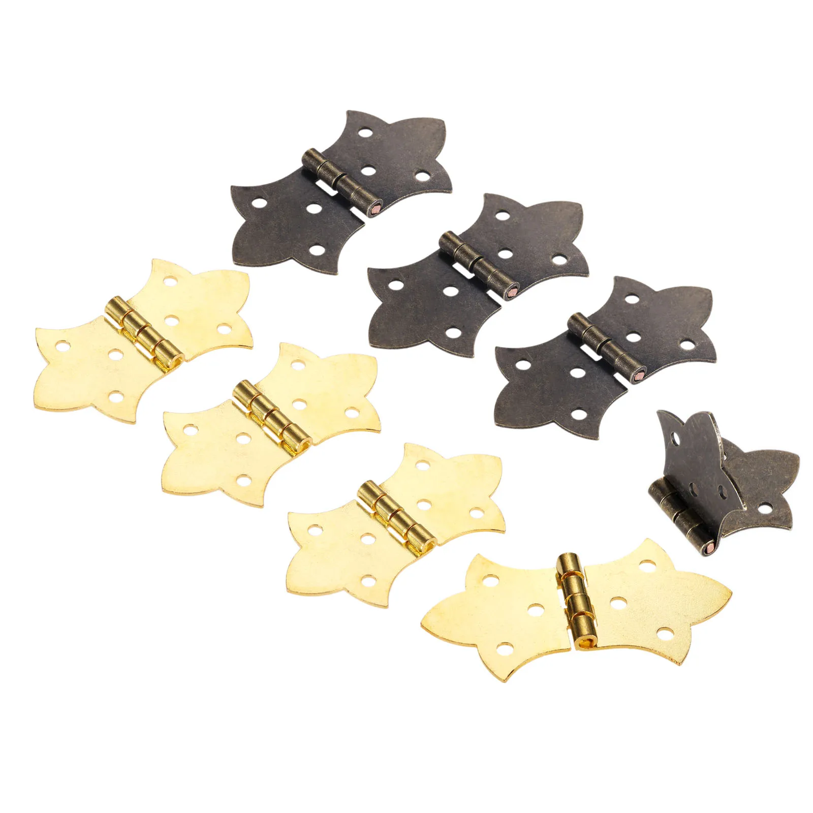 

10Pcs Bronze/Gold Antique Metal Flower Hinge 6 Holes Cabinet Door Drawer Jewelry Wooden Box Hinges 57*31mm
