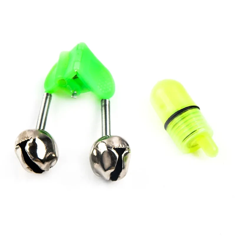 Alarma de cebo para peces con campana de pez, alarma luminosa impermeable, Clip de alerta, caña de pescar, fácil de instalar, accesorios de pesca, 10 Uds.