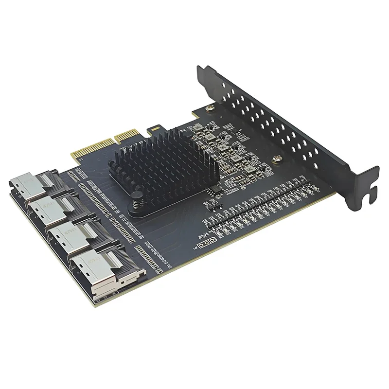 PCI Express X4 إلى 4 منافذ MiniSAS SFF-8073 بطاقة التوسعة الناهض PCIE إلى 16 منفذ SATA 3.0 6Gbps تحكم LT8638 رقاقة لسطح المكتب