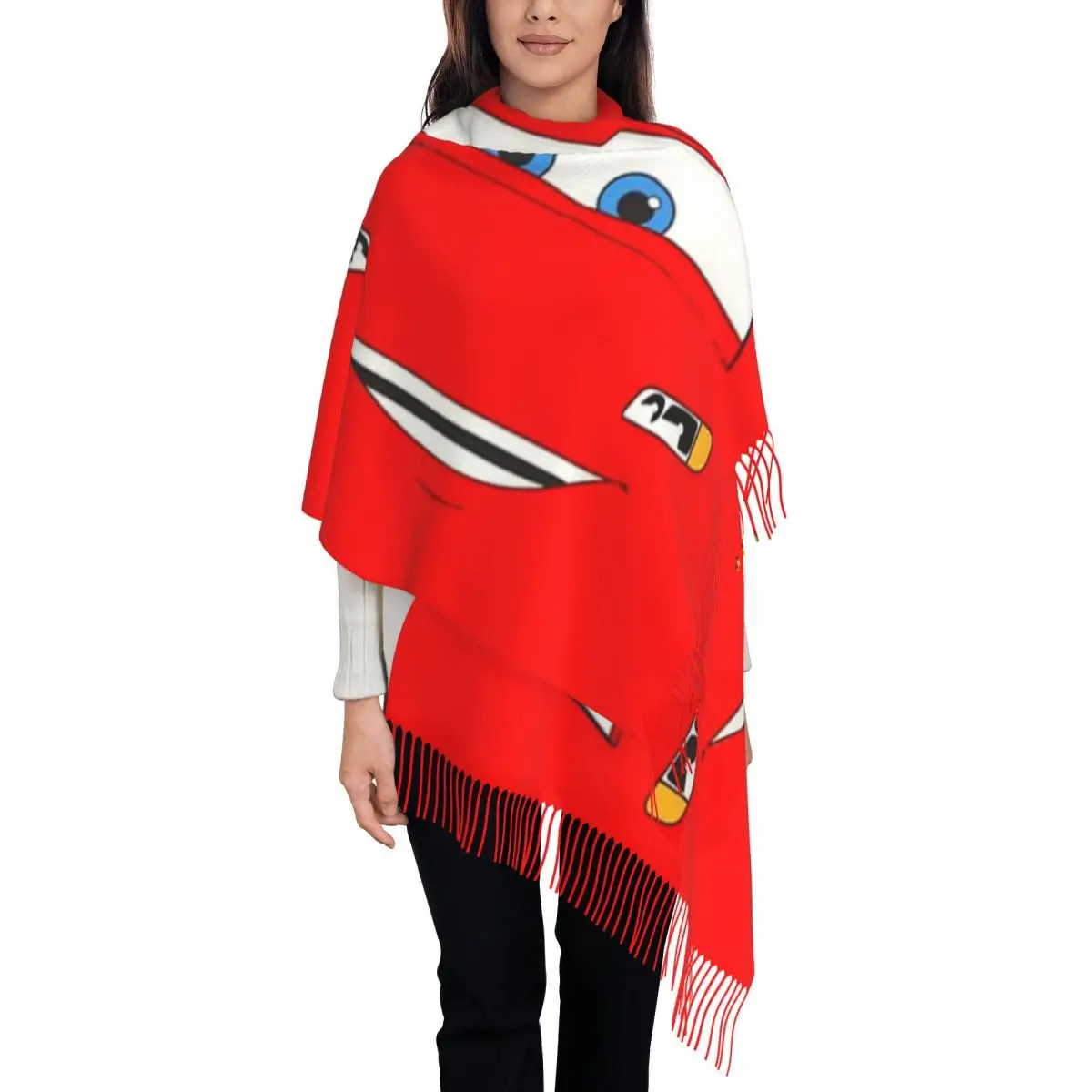 Customized Printed Happy Cars Lightning McQueen Scarf Women Men Winter Warm Scarves Cartoon Shawl Wrap