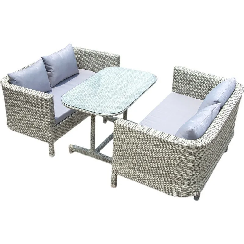 

Комплект уличной мебели из ротанга: диван и кофейный столик с каркасом из алюминиевого сплава, современный минималистичный дизайн для балкона, сада, террасы и Китая