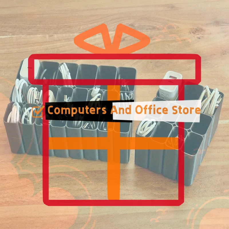 Grids USB Cable Storage Tray Wire Management Box Desktop Electronic Accessory Organizer For Home Office Holiday Present