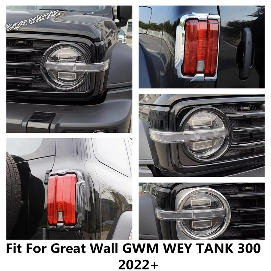 

Car Front Rear Head Light Lamp Headlight Frame Decoration Cover Trim For Great Wall GWM WEY TANK 300 2022 2023 ABS Accessories