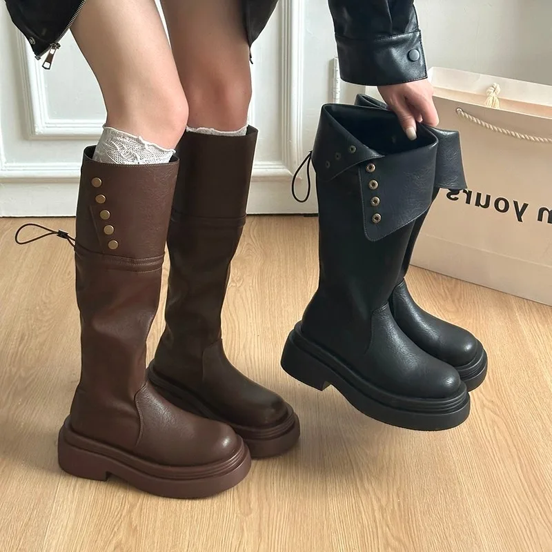 

2025 New Women's High Over The Knee Boots Trendy Retro Fashion Winter Walking Outdoor High Quality Boots Женские Ботинки