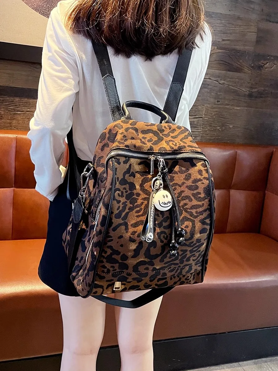 

Quality Luxury Women Backpack Leopard Print Waterproof Travel Bagpack Female Handbagl Ladies Shoulder Crossbody Bag Schoolbag