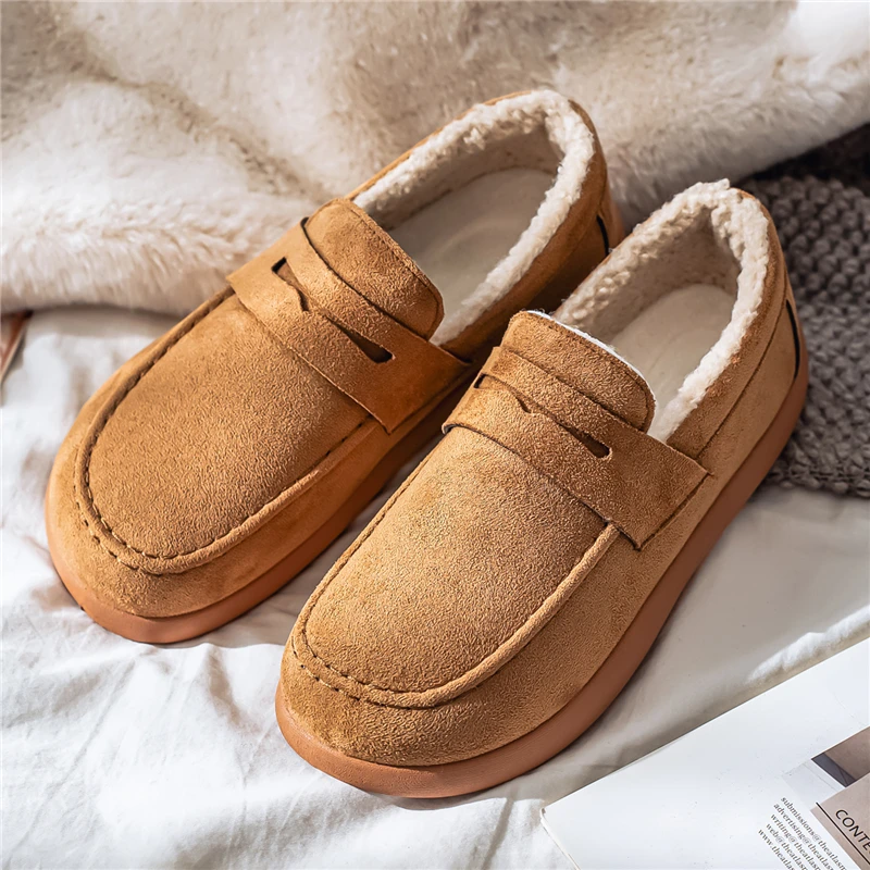 

Зимние мужские лоферы: уличные, теплые, на хлопковой подкладке, модные повседневные туфли, легкие слипоны для вождения и прогулок