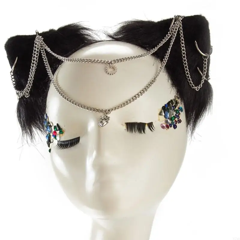 N7YF Cartoon Tier Stereo Ohren Haarklammern Halloween Kostüm Kopfbedeckung für Frauen Männer bei Geburtstagsfeier Anime Thema