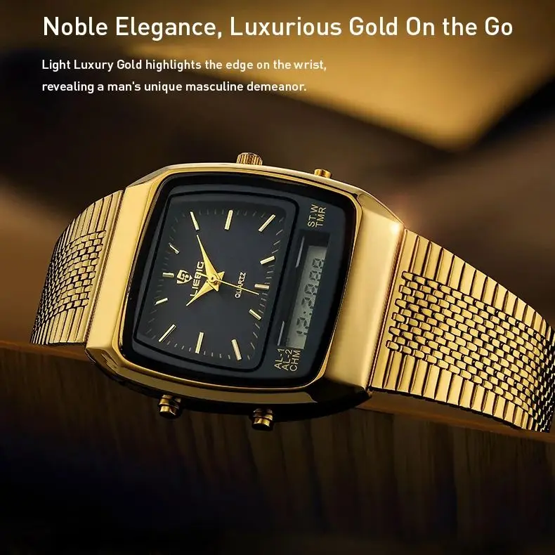 LIEBIG Outdoor Digital Quartz Watches For Mens Women Fashion Casual Dual Display Time Sports Week 3Bar Waterproof Wristwatches
