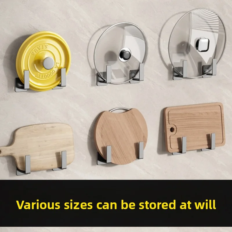 Pot Lid Rack Without Punching Wall Mounted Kitchen Shelf Multi-Function Cutting Board Cutting Board Storage Hanger