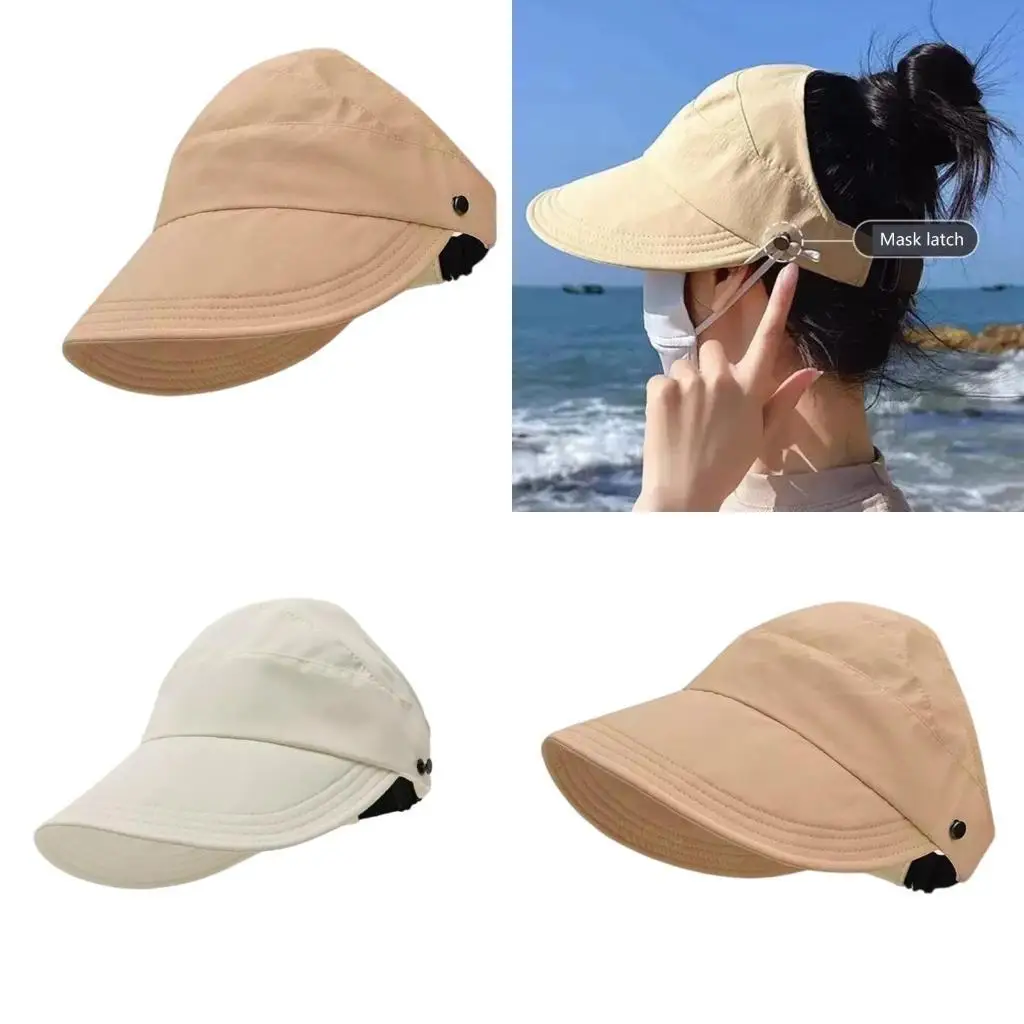

R1WE Ponytail Sun Hat Quick Drying Hat Beach Vacation Hat Breathable Sunscreen Hat