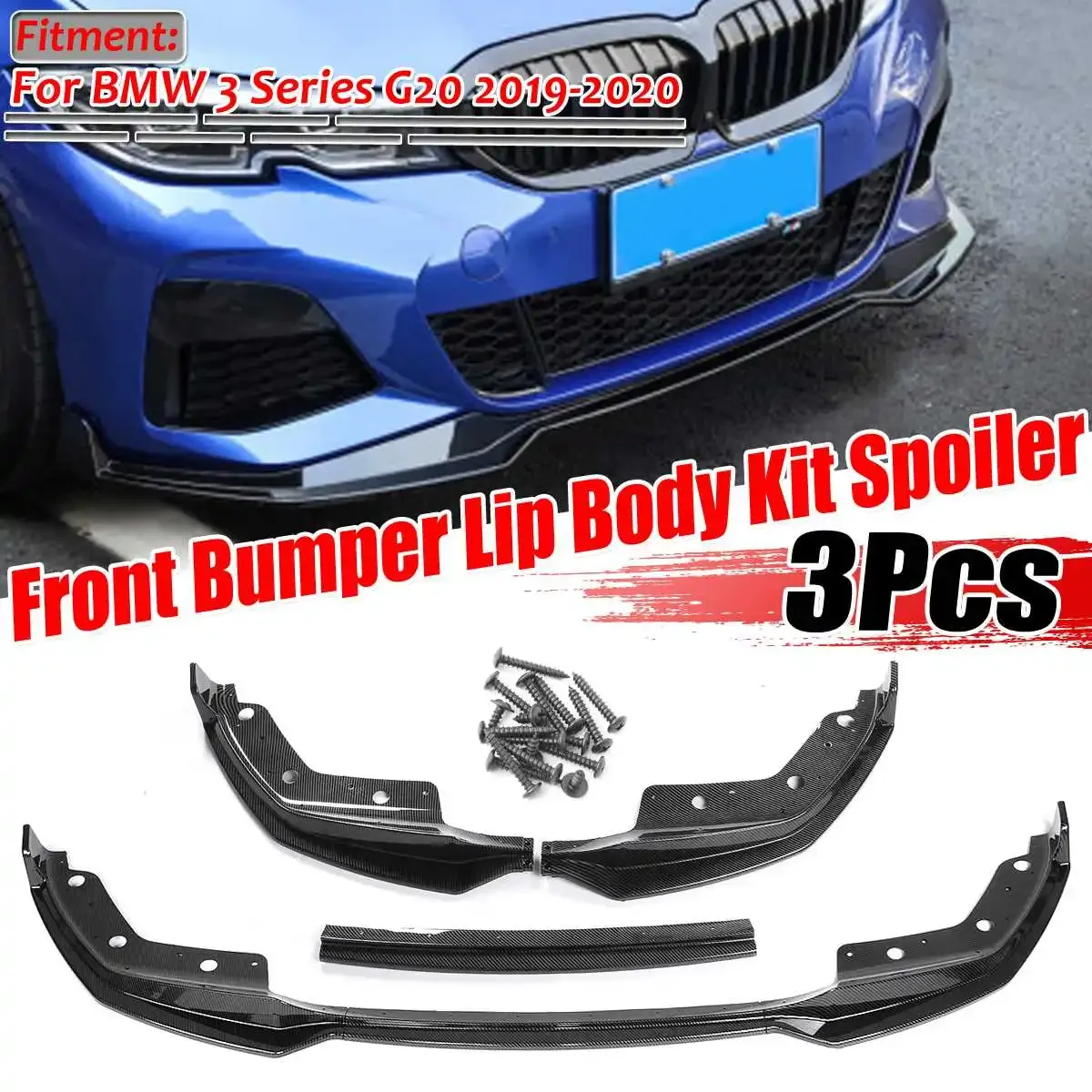 

3PCS MP Style G20 Car Front Bumper Lip Splitter Diffuser Detachable Body Kit Cover Guard For BMW 3 Series G20 2019 2020 Body Kit