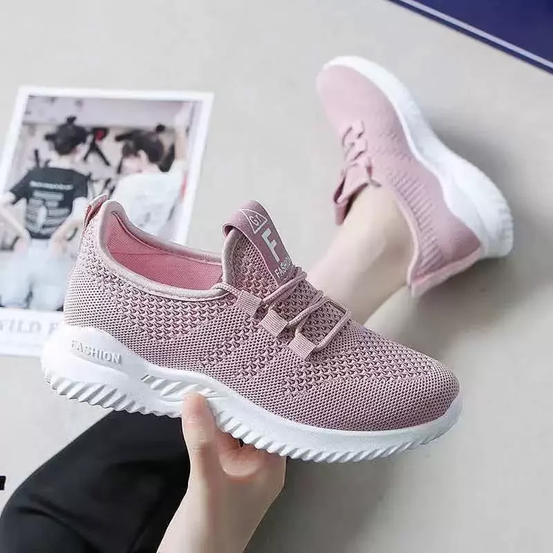 

2024 New Women's Casual Running Shoes Breathable Single Shoe Soft Sole Lightweight And Comfortable Sports Shoes Mesh Lace Up