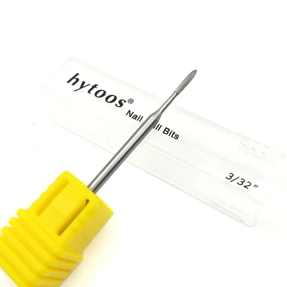 HYTOOS Hexagon Cuticle Clean Burr 3/32 Stainless Steel Nail Drill Bit Milling Cutter for Manicure Dead Skin Removal Nails Care