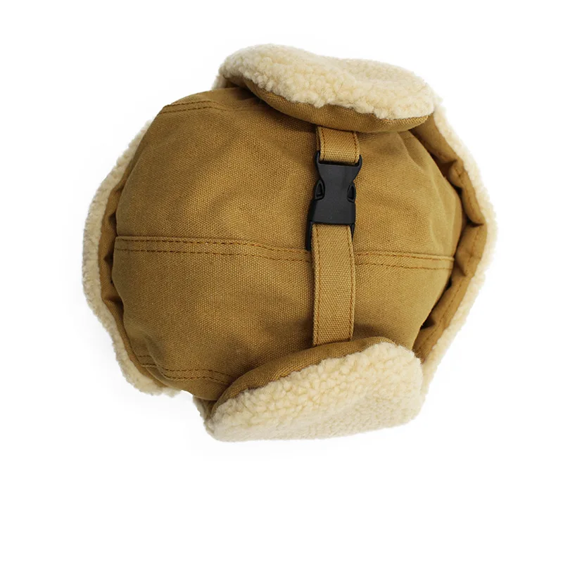 Canvas Ear Protection Winter Cap Men Women anti-cold Thickened Fleece Cotton Hat Cycling Warm Windproof Pilot Caps Hot 6