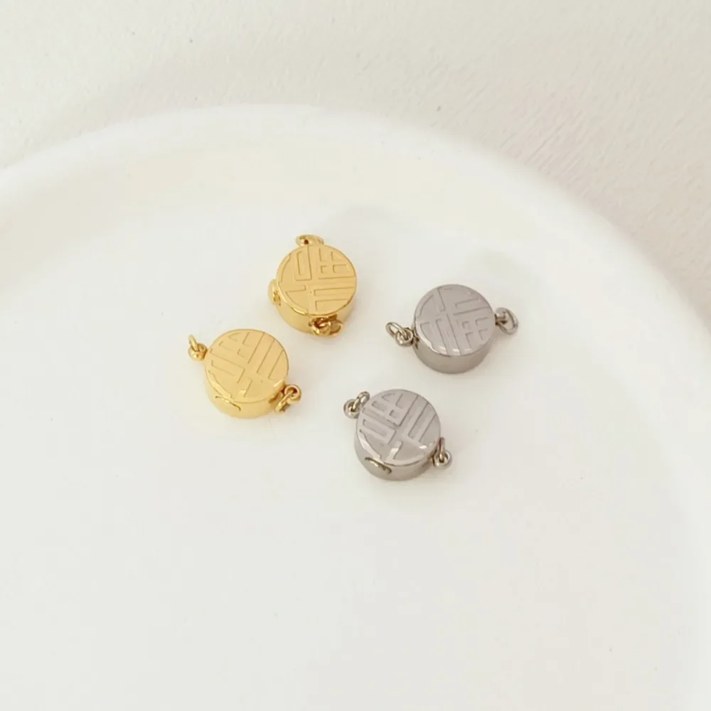 

14-каратное позолоченное изысканное застежка-кнопки с персонажами «Fu», пряжки-палки, пряжки-звенья, браслет ручной работы, ожерелье, концевая застежка