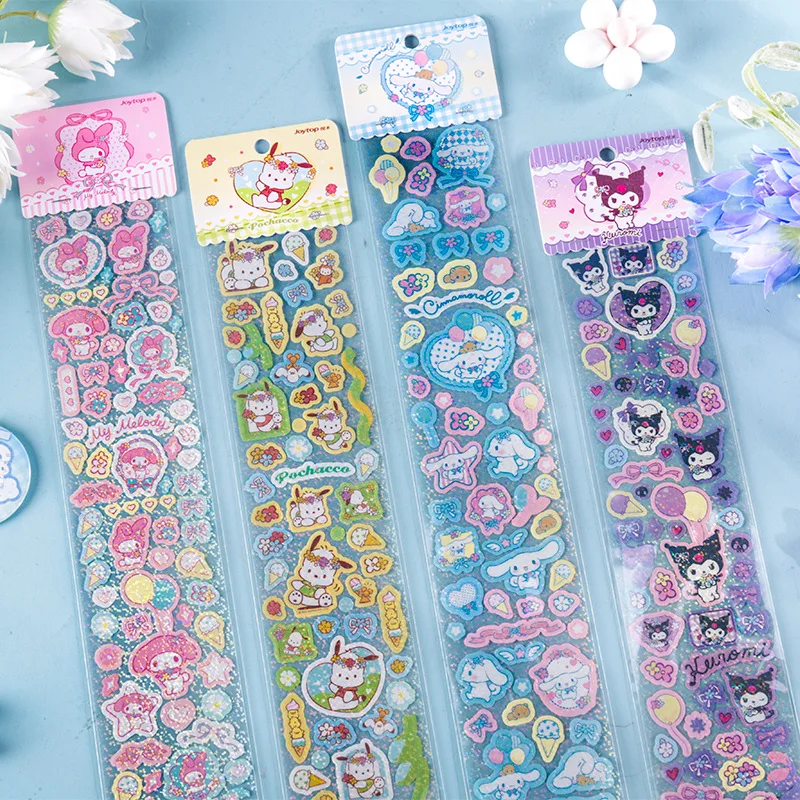 36 pcs/lot Sanrio Creative Kuromi Melody PET Stickers Cute Diary Scrapbooking Label Stationery Sticker gift School Supplies