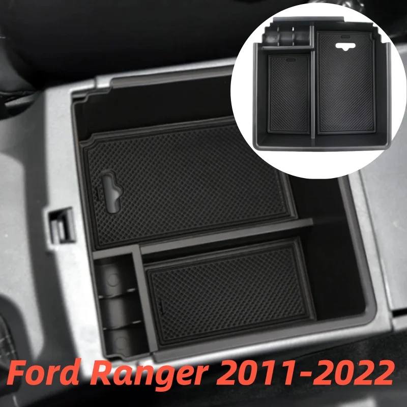 

For Ford Ranger 2011-2022 Car Armrest Storage Box Center Console Tray Holder Storage Box Organizer Accessories