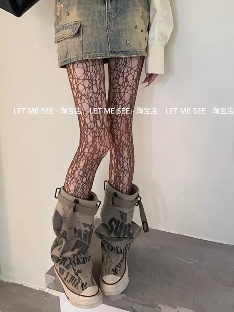 Irregular Weave Fishnet Stockings Japanese Y2K Subculture Sexy Hot Girl Mesh Hollow Out Stockings Cool Slimming Leggings Ladies