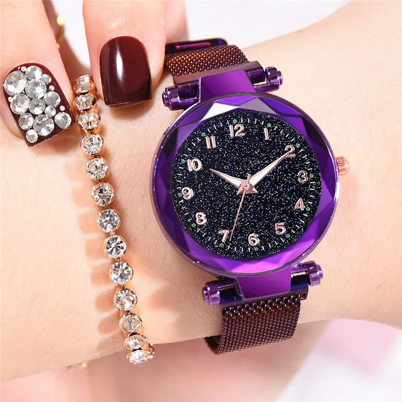 New Popular Women Watches Fashion Starry Sky Ladies Quartz Clock Luxury Magnetic Mesh Female Wristwatch 2023 Best Watch for Gift