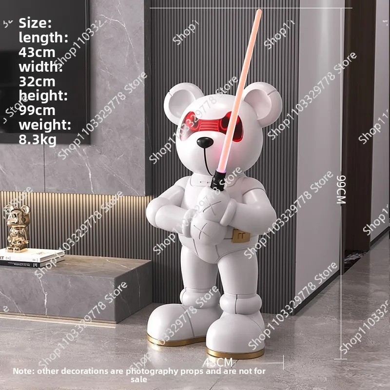 

Light Luxury Lightsaber Bear, Trendy Floor-standing, Large Ornaments, Furniture, TV Cabinet, Creative Living Room Decorations