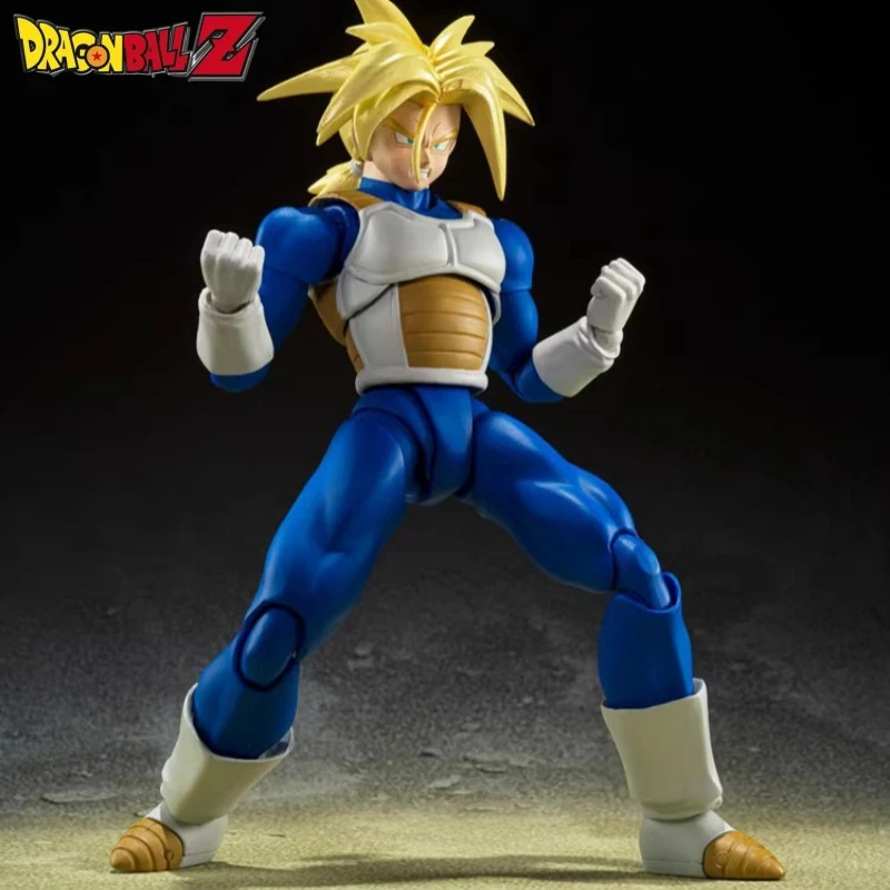 

In Stock Bandai Shf Dragon Ball Z Tranks Battle Suit Super Saiyan Hidden Super Power Humanoid Hand Table Top Decoration Gift